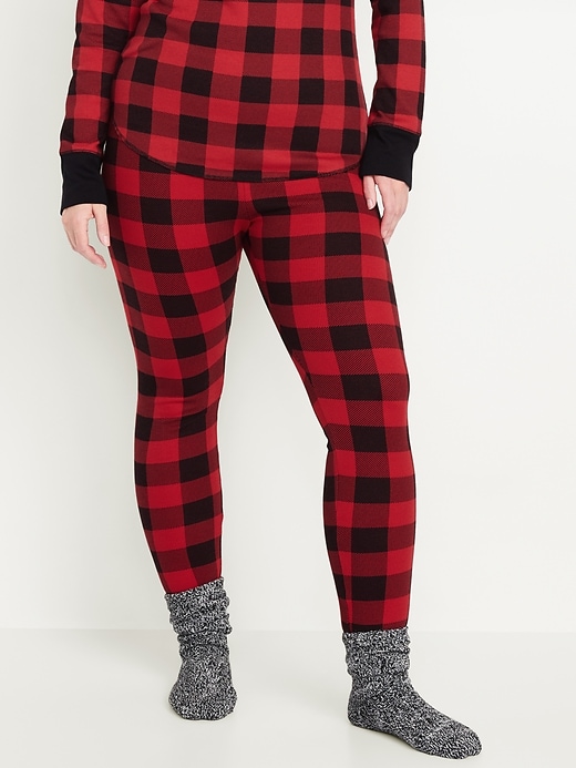 Image number 5 showing, High-Waisted Printed Waffle Pajama Leggings for Women