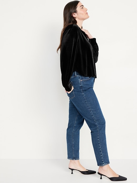 Image number 3 showing, Velvet Cropped Button-Down Shirt