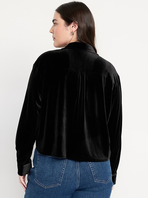 Image number 6 showing, Velvet Cropped Button-Down Shirt