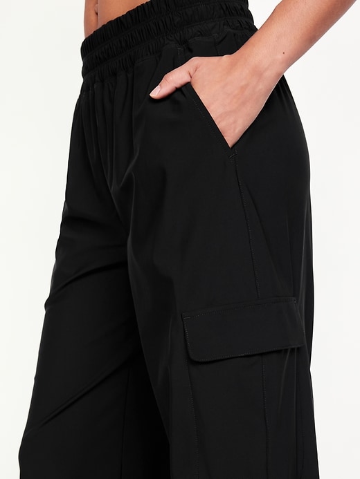 Image number 3 showing, High-Waisted SleekTech Wide-Leg Cargo Pants