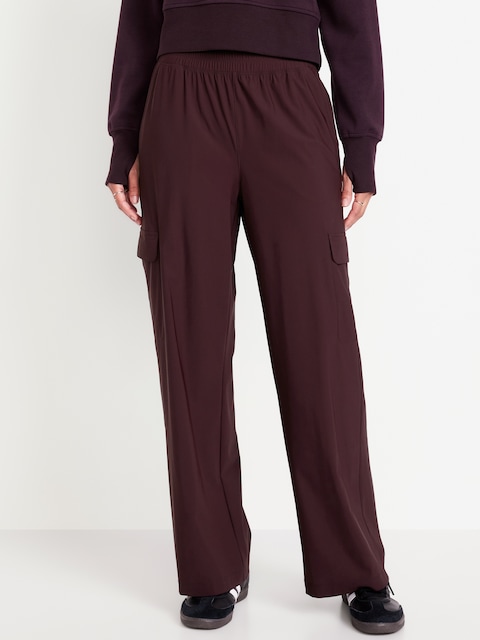 High-Waisted SleekTech Wide-Leg Cargo Pants - Boxwood