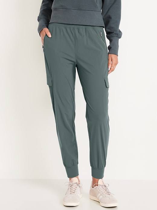 Image number 1 showing, High-Waisted SleekTech Cargo Joggers