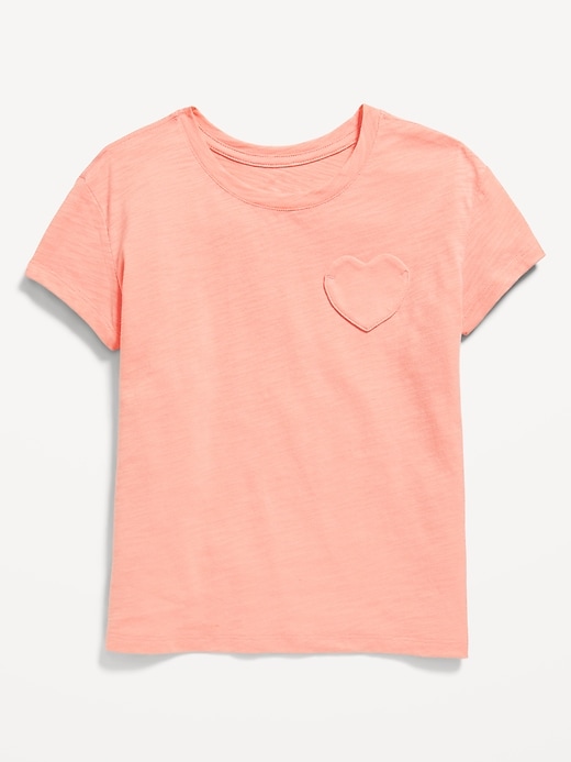 View large product image 1 of 1. Softest Short-Sleeve Heart-Pocket T-Shirt for Girls