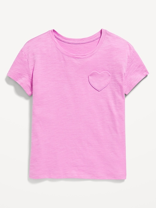 View large product image 1 of 2. Softest Short-Sleeve Heart-Pocket T-Shirt for Girls