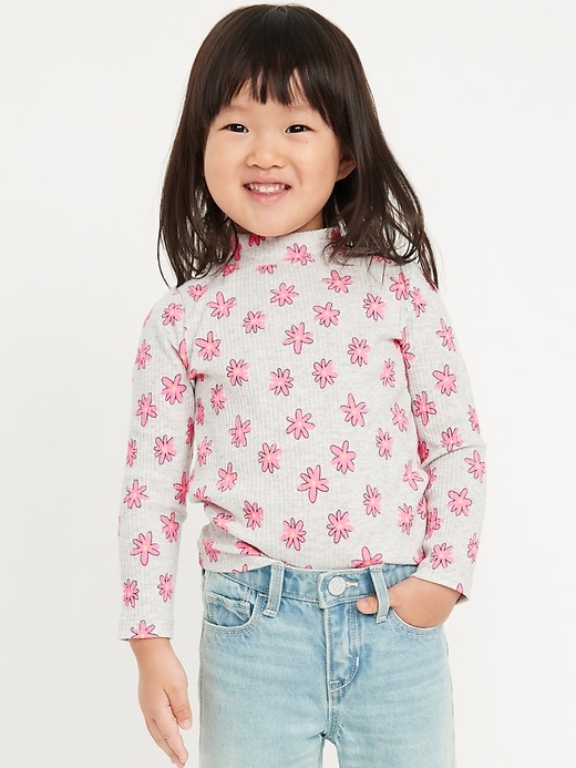 View large product image 1 of 2. Printed Long-Sleeve Mock-Neck Top for Toddler Girls