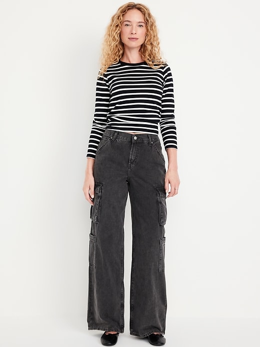Mid-Rise Baggy Wide-Leg Cargo Jeans Old Navy