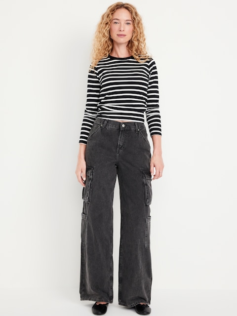 Mid-Rise Baggy Wide-Leg Cargo Jeans