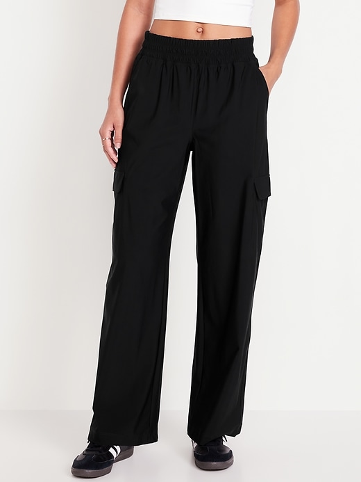 Image number 1 showing, High-Waisted SleekTech Wide-Leg Cargo Pants