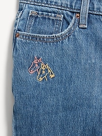 View large product image 5 of 5. High-Waisted Super Baggy Embroidered Flare-Leg Jeans for Girls