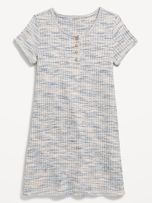 Image number 3 showing, Short-Sleeve Henley Space-Dye Dress for Girls