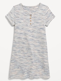 View large product image 3 of 3. Short-Sleeve Henley Space-Dye Dress for Girls