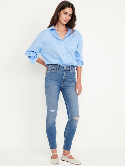 Extra High-Waisted Rockstar 360° Stretch Super-Skinny Jeans - Ripped Medium Wash