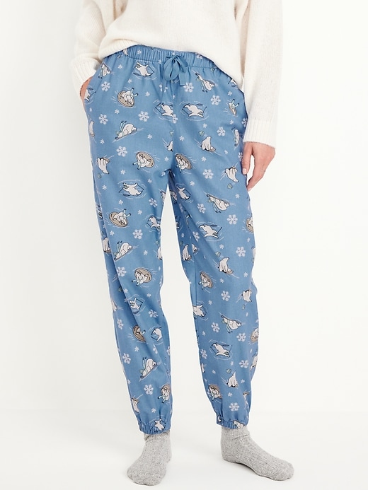 Image number 1 showing, High-Waisted Flannel Pajama Joggers