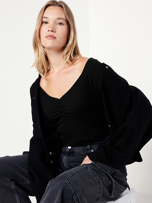 Image number 3 showing, Cinched Rib-Knit Top