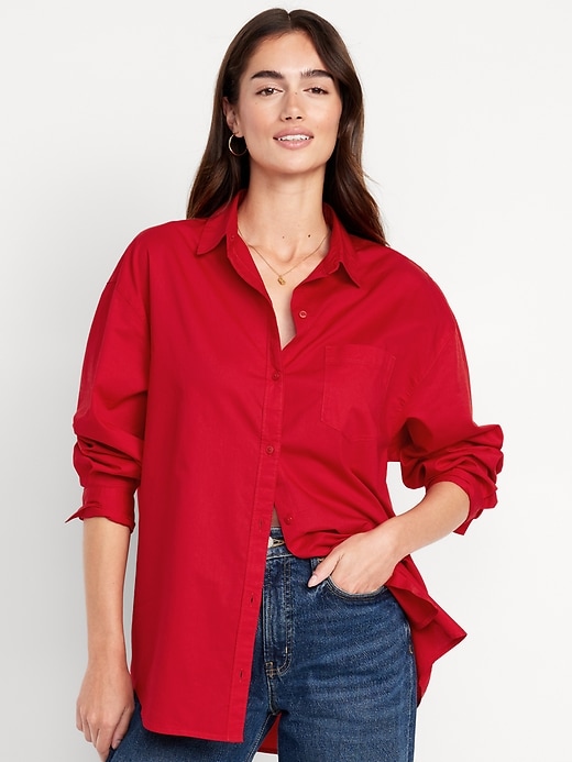 Image number 1 showing, Oversized Button-Down Boyfriend Shirt