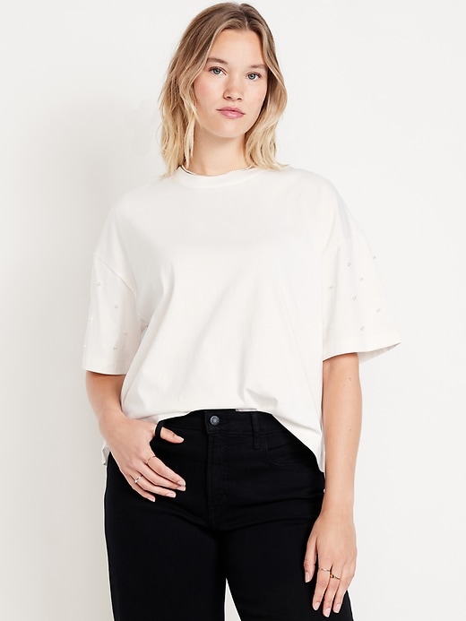 Image number 5 showing, Oversized Crew-Neck Embellished T-Shirt