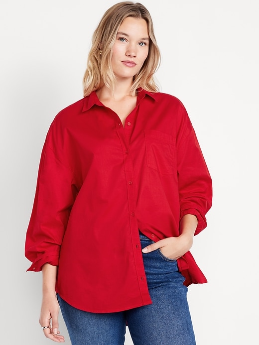 Image number 5 showing, Oversized Button-Down Boyfriend Shirt