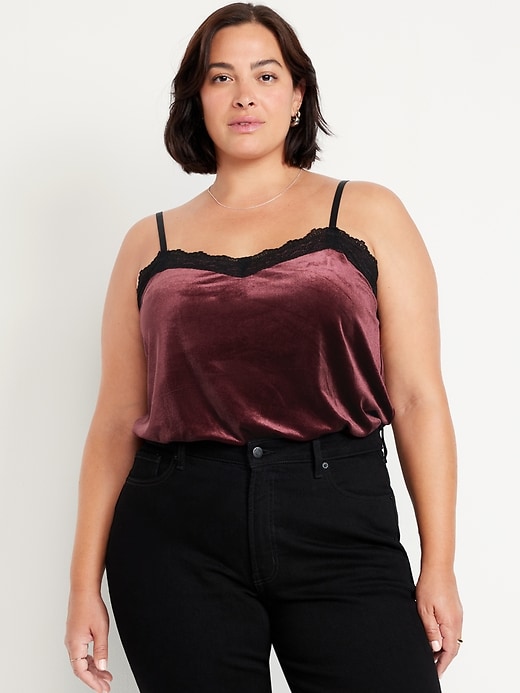 Image number 7 showing, Lace-Trim Velvet Top