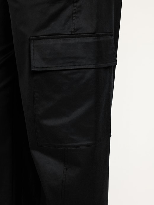 Image number 3 showing, Extra-High Waisted Satin Cargo Barrel Wide-Leg Pants