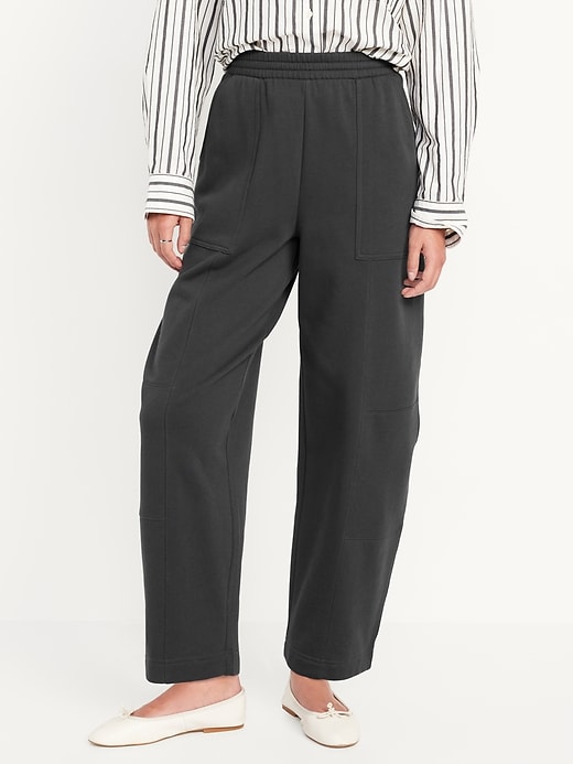 Image number 1 showing, Extra High-Waisted SoComfy Seamed Barrel-Leg Sweatpants