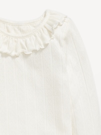 View large product image 3 of 3. Long-Sleeve Ruffle-Trim Pointelle-Knit Top for Toddler Girls