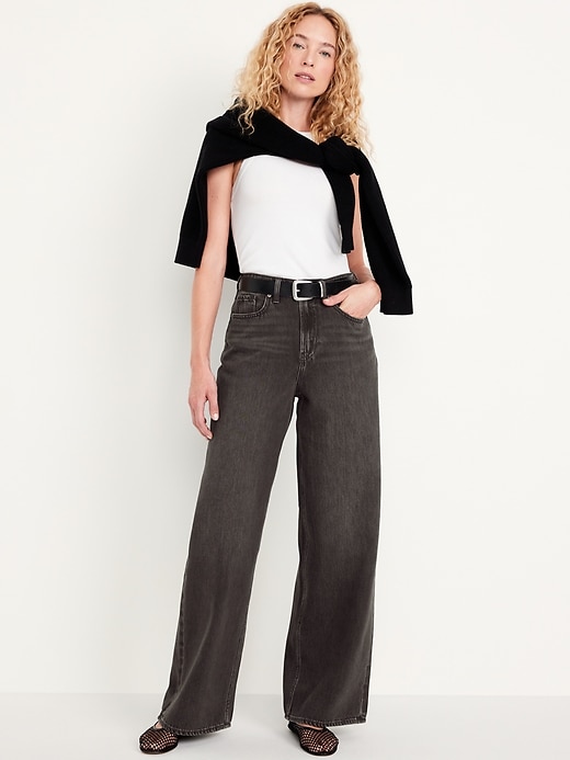 Image number 1 showing, High-Waisted Baggy Wide-Leg Jeans