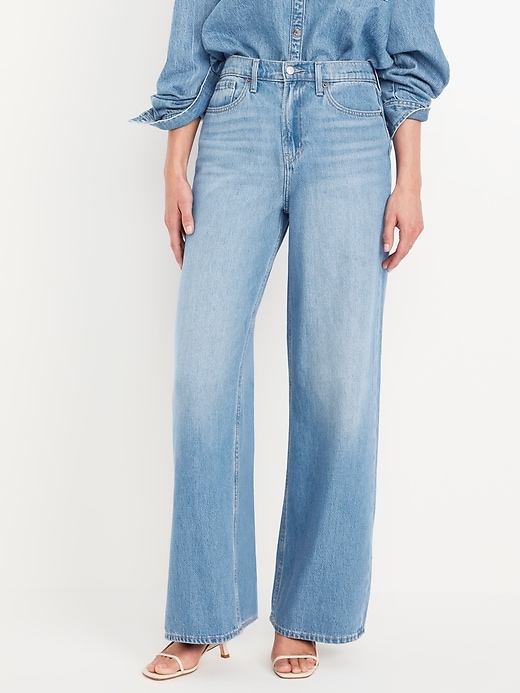 Image number 8 showing, High-Waisted Baggy Wide-Leg Jeans