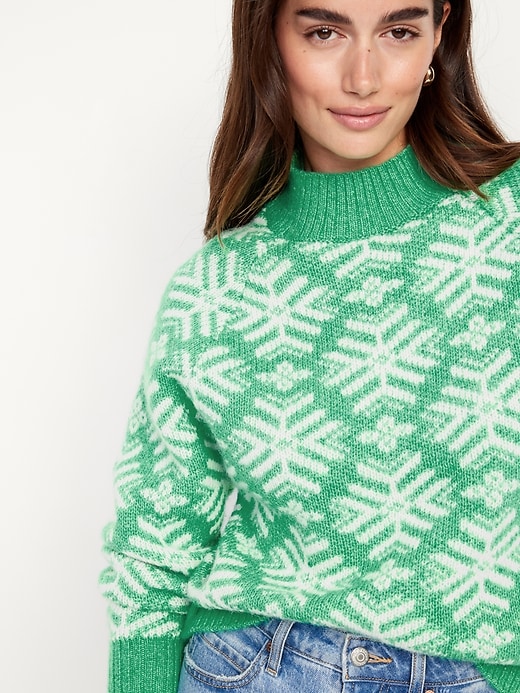 Image number 5 showing, Holiday Print Mock-Neck Sweater