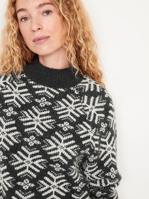 Image number 5 showing, Holiday Print Mock-Neck Sweater