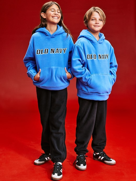 Image number 1 showing, '94 Gender-Neutral Microfleece Logo-Graphic Hoodie for Kids