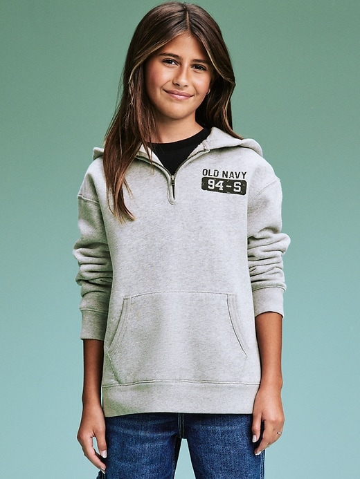 Image number 8 showing, '94 Gender-Neutral Half-Zip Logo-Graphic Hoodie for Kids