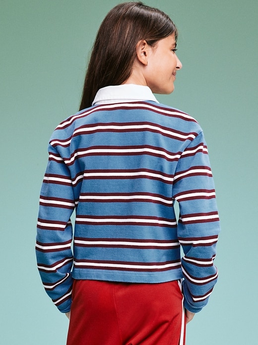 Image number 2 showing, '94 Long-Sleeve Rugby Stripe Polo Shirt for Girls