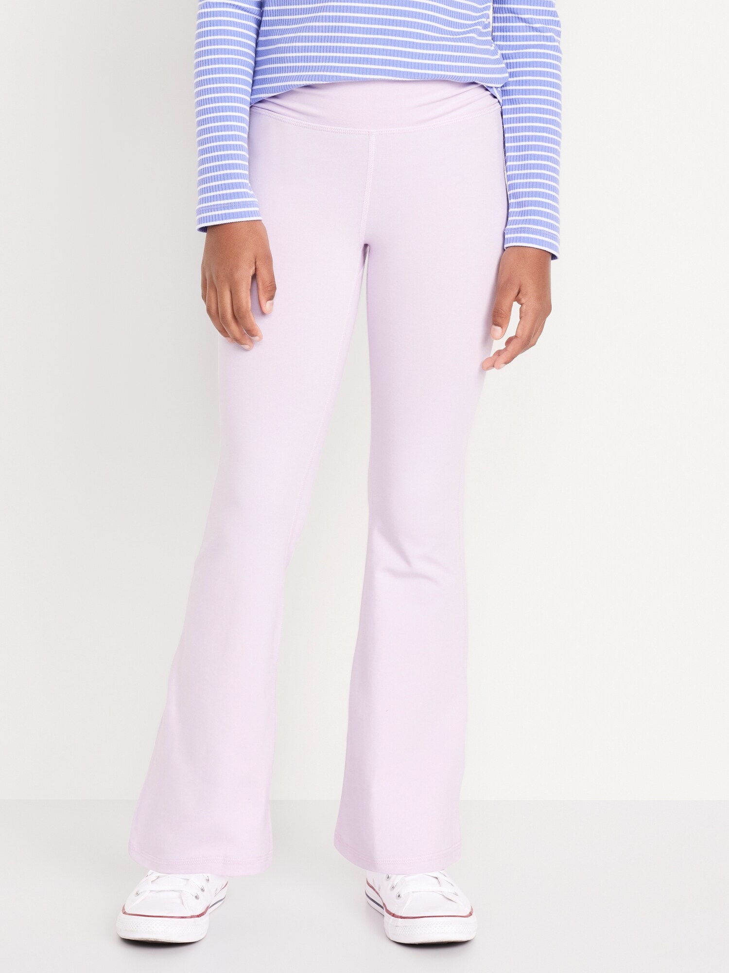 Леггинсы Old Navy High-Waisted PowerChill Side-Ruched Flared Leggings для девочек, цвет: Сиреневый ледяной