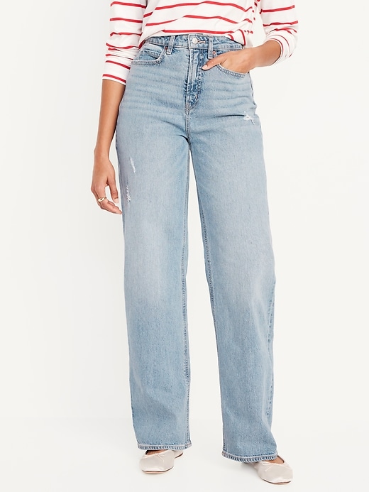 Image number 8 showing, Curvy Extra High-Waisted Wide-Leg Jeans