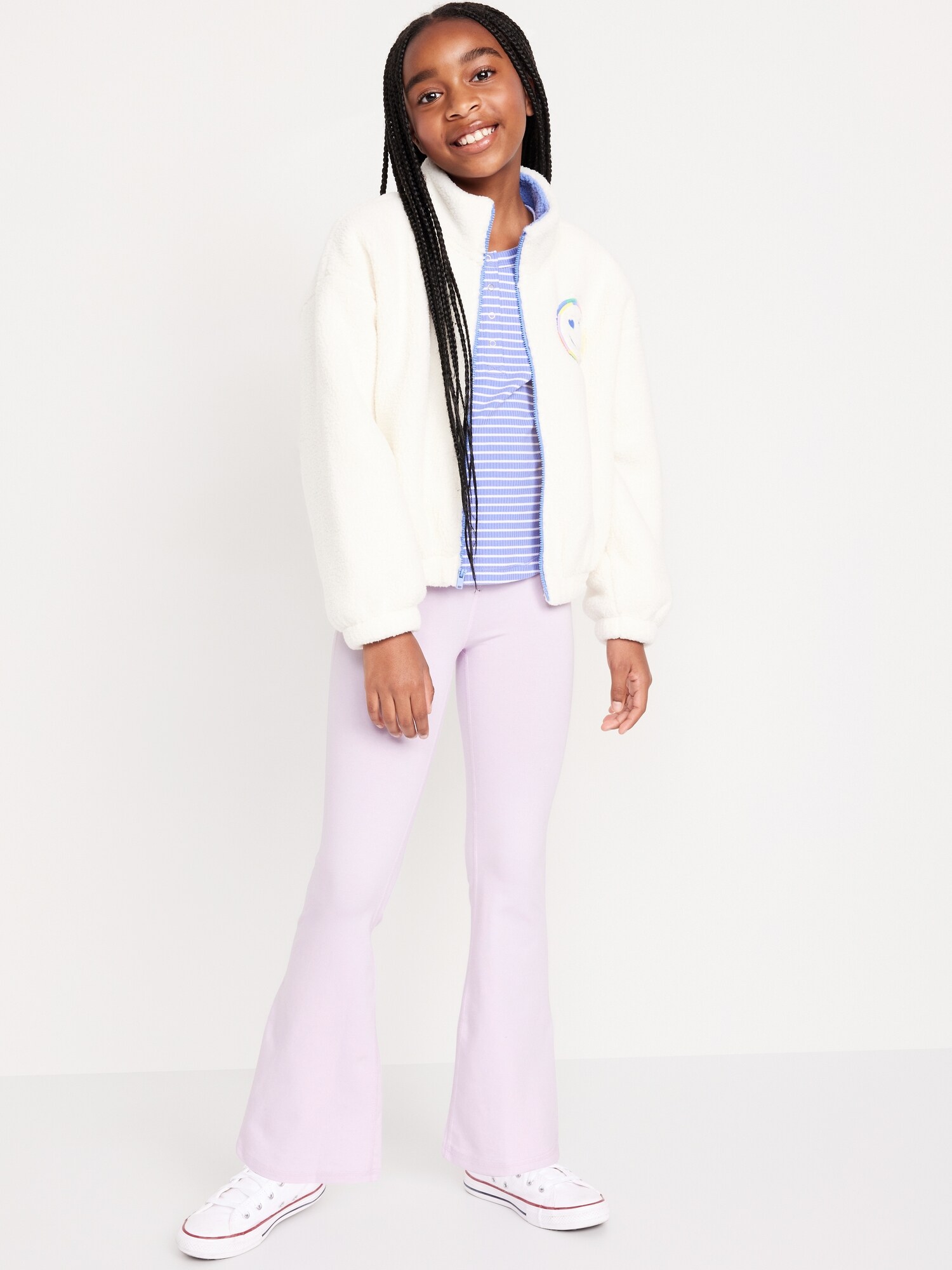 Леггинсы Old Navy High-Waisted PowerChill Side-Ruched Flared Leggings для девочек, цвет: Сиреневый ледяной — фото 3