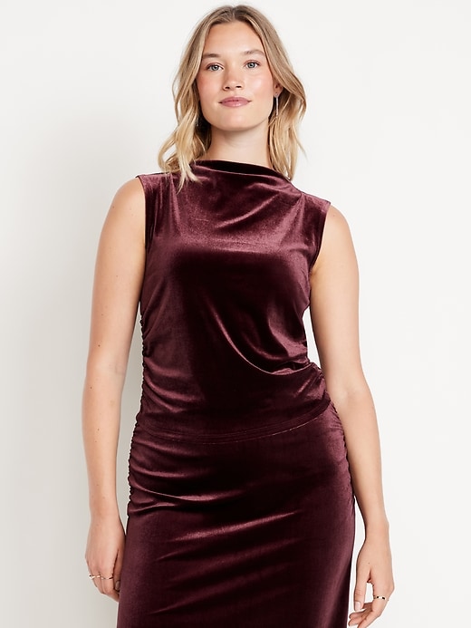 Image number 5 showing, Mock-Neck Velvet Top