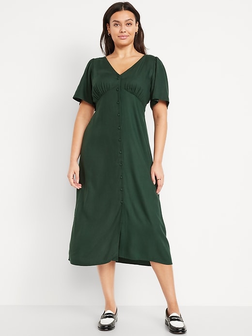 Image number 4 showing, Button-Down Crepe Midi Dress