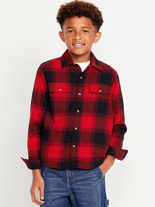 View large product image 1 of 3. Soft-Brushed Flannel Pocket Shirt for Boys