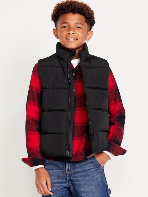 Water-Resistant Quilted Puffer Vest for Boys - Black Jack
