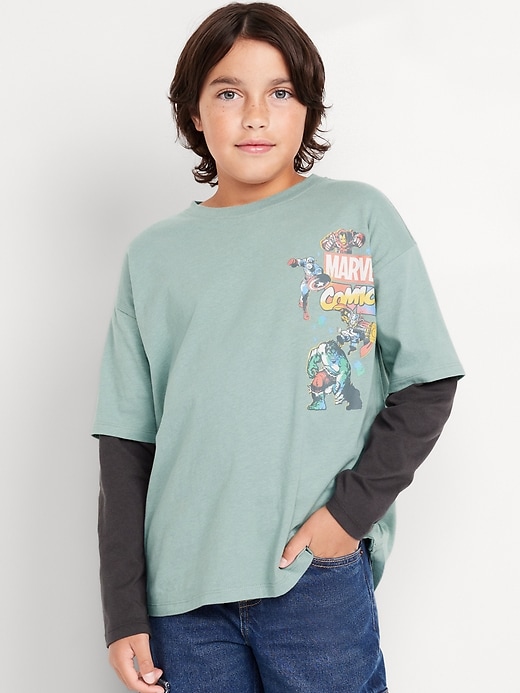 View large product image 1 of 3. Marvel™ Oversized Two-In-One Graphic T-Shirt for Boys