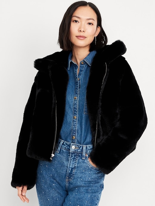 Image number 1 showing, Faux-Fur Zip Jacket