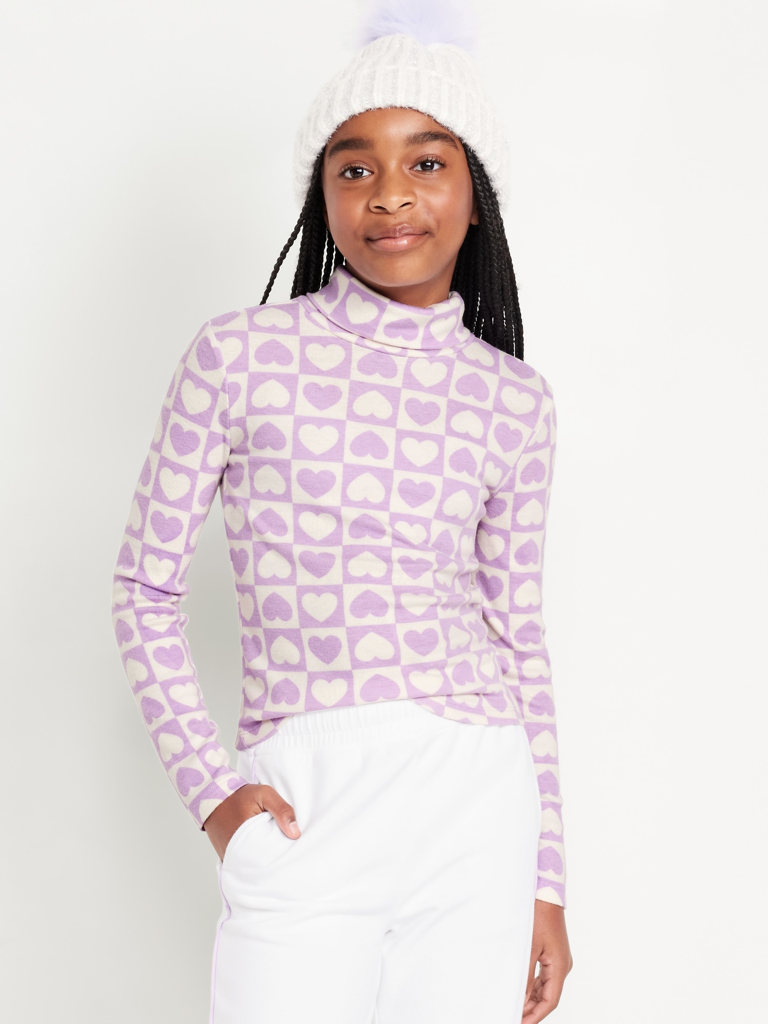 Long-Sleeve Mock-Neck Top for Girls