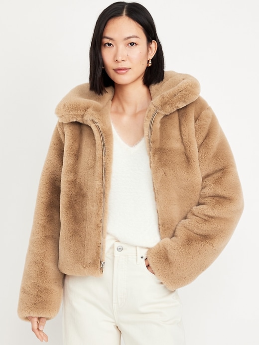 Navy fur jacket hotsell