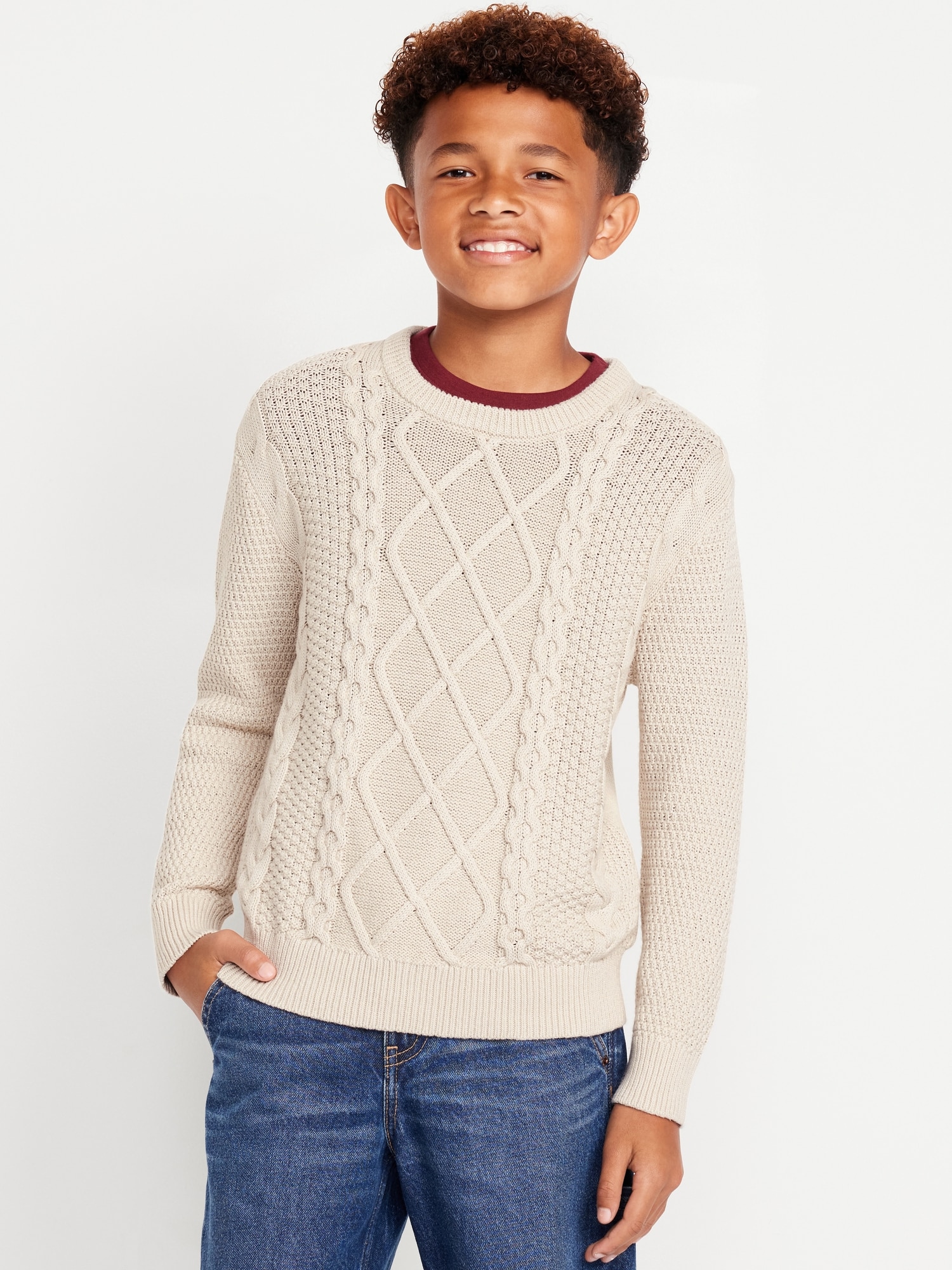 Crew-Neck Cable-Knit Sweater for Boys | Old Navy