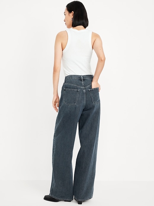Image number 3 showing, High-Waisted Baggy Wide-Leg Jeans