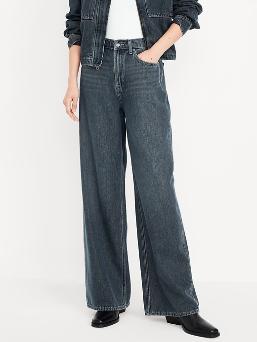 Image number 2 showing, High-Waisted Baggy Wide-Leg Jeans