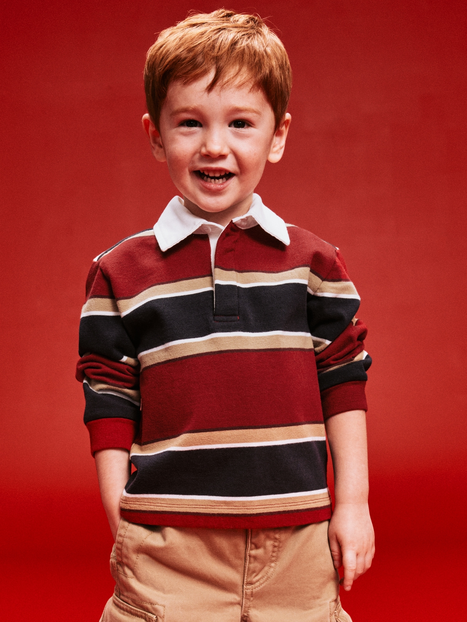 Boys red long sleeve polo best sale