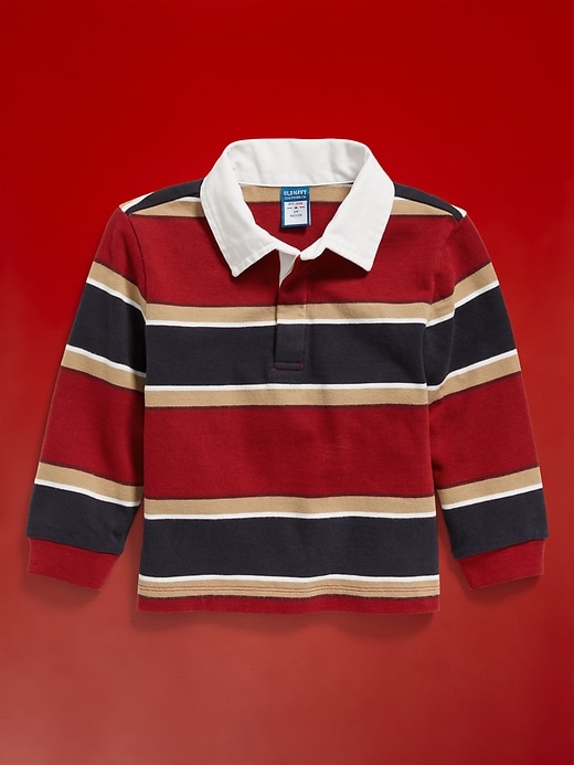 View large product image 2 of 3. '94 Long-Sleeve Rugby Stripe Polo Shirt for Toddler Boys