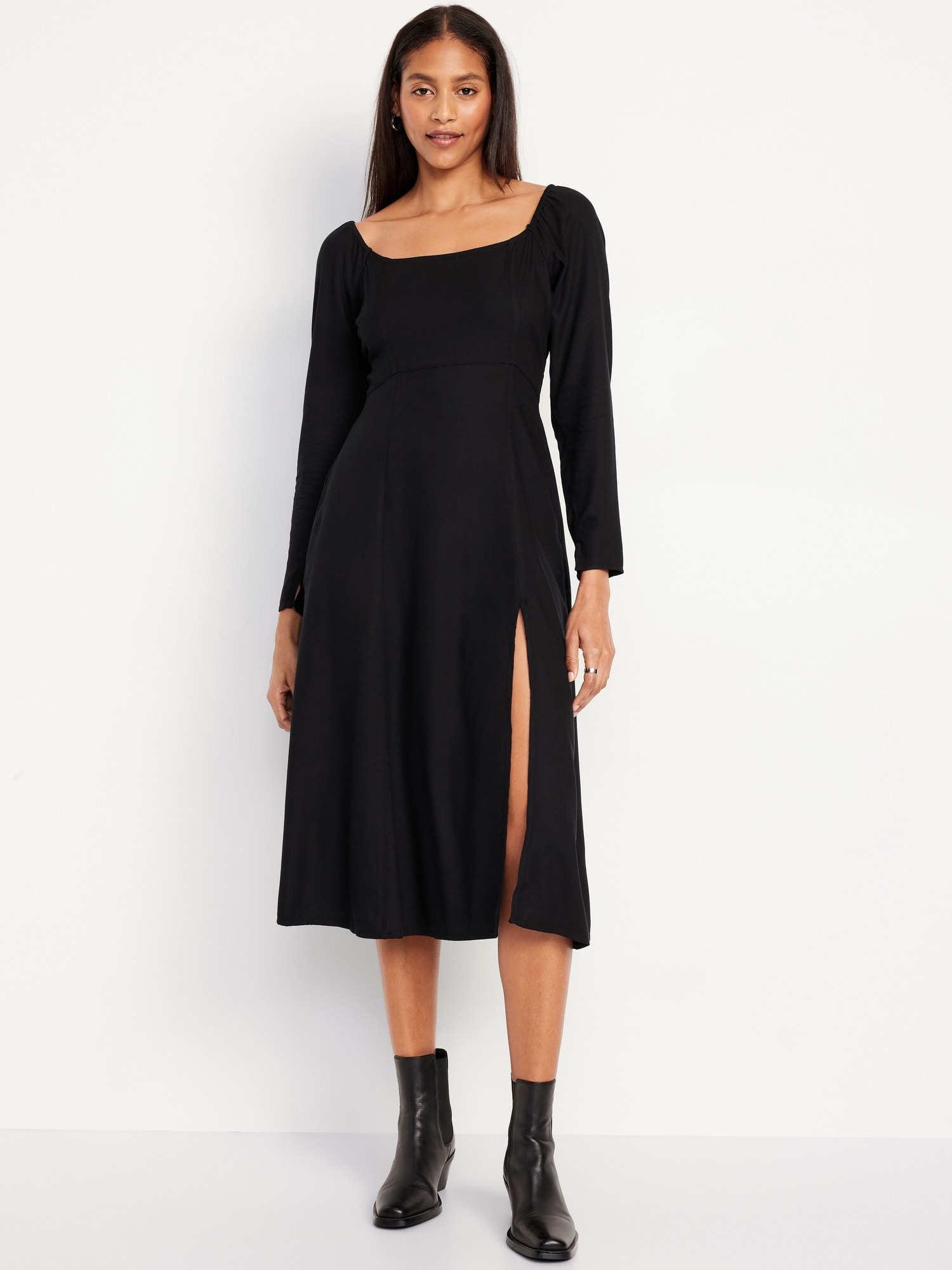 Fit & Flare Crepe Dress | Old Navy