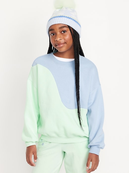 View large product image 1 of 3. Oversized Long-Sleeve Color-Block Sweatshirt for Girls